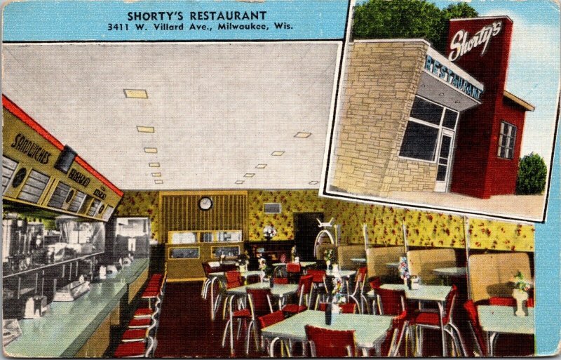 Linen Postcard Shorty's Restaurant in Milwaukee, Wisconsin~136566