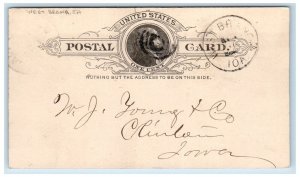 1889 WJ Young and Co. West Branch Iowa IA Clinton Iowa Antique Postal Card