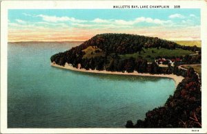 Malletts Bay Lake Champlain WB Postcard Curt Teich VTG UNP Vintage Unused 