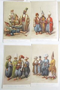 COSTUMES of OTTOMAN EMPIRE lot of 22 VINTAGE POSTCARDS w/ FOLDER TURKEY