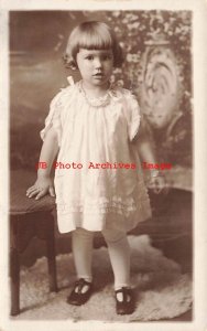 Unknown Location, RPPC, K Jauhiainen Photo Studio Shot,Young Girl in White Dress