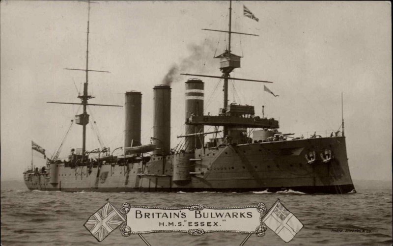 Britain's Bulwarks Essex Battleship Monmouth Class Real Photo Vintage Postcard