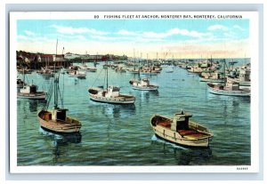 C. 1907-10 Fishing Fleet At Anchor, Montery Bay, Monterey, Cali. Postcard P217