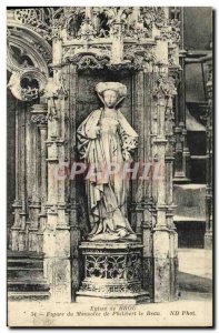 Old Postcard Brou Church Figure Mausoleum of Philibert le Beau