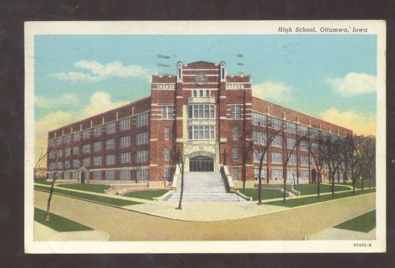 OTTUMWA IOWA HIGH SCHOOL BUILDING 1941 VINTAGE POSTCARD