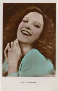 Joan Crawford Laughing Film Actress Hand Coloured Tinted Real Photo Postcard