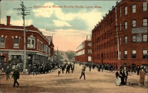 Lynn MA GE Drugstore Noon Street Scene c1910 Postcard