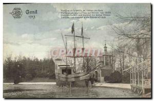 Old Postcard Ghent Pavilion and caravel Nitrate chili