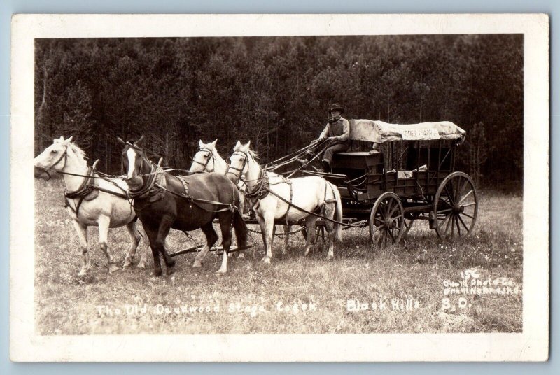 Black Hills South Dakota SD Postcard RPPC Photo The Old Deadwood Stage Coach