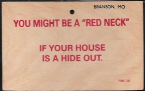 US Wooden post card, Branson, Mo.  You might be a 'red neck'.  Mint