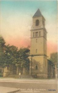 Albertype 1920s 1st M.E. Church Urbana Ohio Banta hand colored postcard 9633