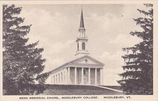 Vermont Middlebury Mead Memorial Chapel Middlebury College Albertype