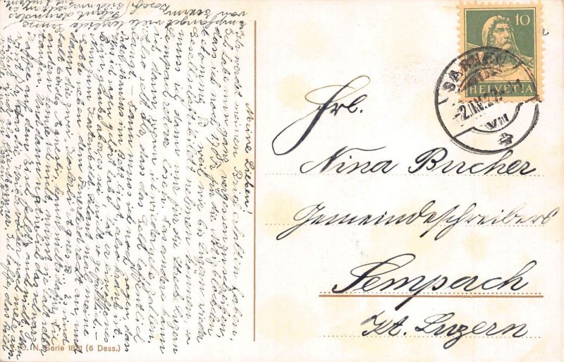 L337 Humanized Cats washing anthropomorphic 1927 A Thiele comic postcard