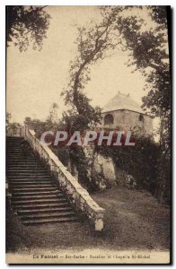 Old Postcard The St. Barbara Faouet Staircase and Chapel St Michel