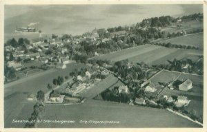 Seeshaupt, Bavaria, Germany Bird's Eye View B&W Photo Postcard 1930s