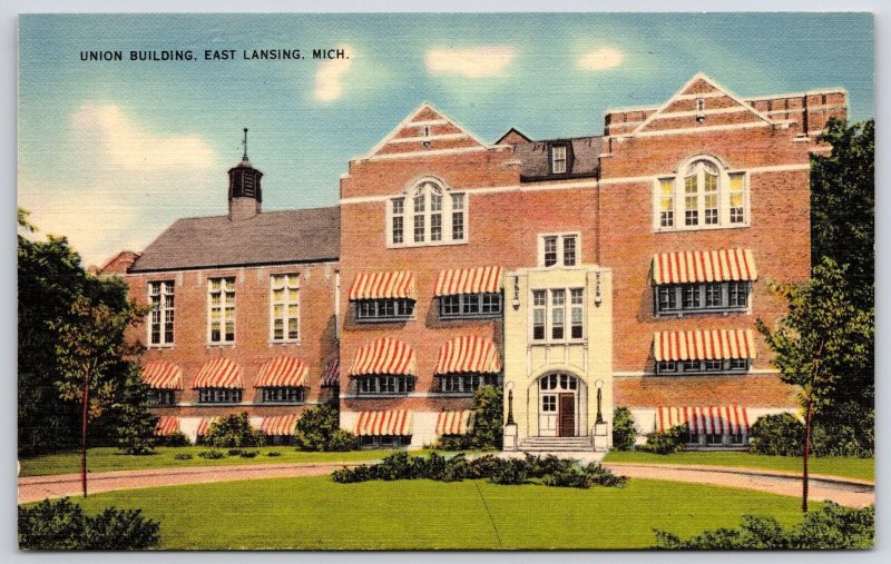 Union Building East Lansing Michigan MI Building Grounds & Plants View Postcard