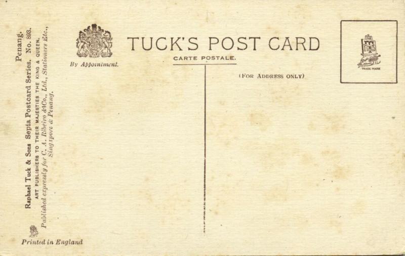 malay malaysia, PENANG, General Post Office, Tram Street Car 1910s Tuck Postcard