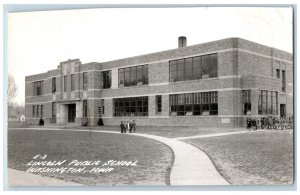 Washington Iowa IA Postcard RPPC Photo Lincoln Public School Building c1940's