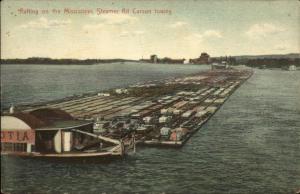 Mississippi River Rafting Steamer Ship Kit Carson Postcard