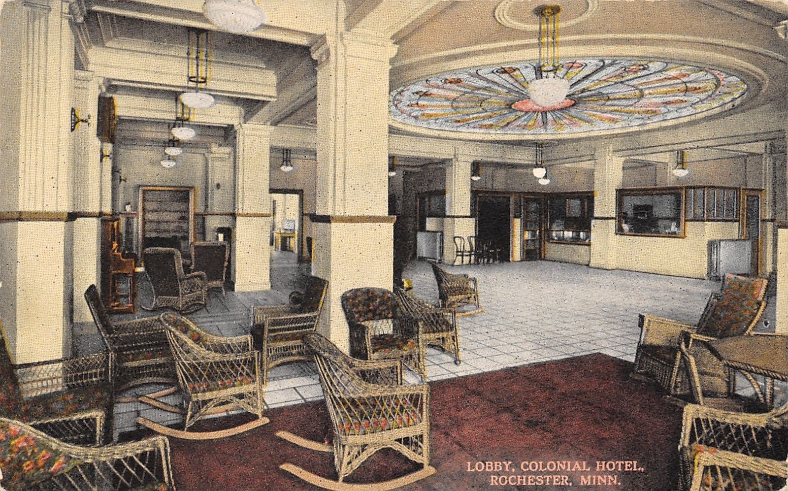 Rochester Mn Spittoon Lobby Of Colonial Hotel Check In Desk Wicker