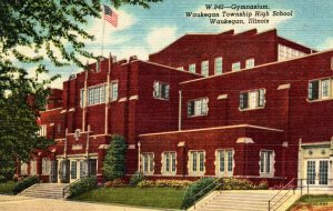 Waukegan, Illinois - Gymnasium at Waukegan Township High School - c1940