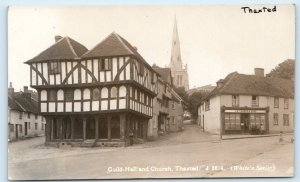 RPPC Guild-Hall & Church THAXTED Essex England UK white's series Postcard