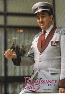 Canada Vancouver Ramada Hotel Doorman Bob Grieves Feeding Squirrel Suzie