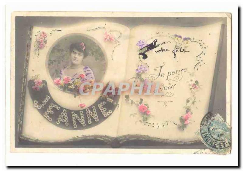 Old Postcard Jeanne Surname Fancy I think of you