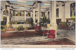 New York Rochester Hotel Seneca The Lobby 1950 Curteich