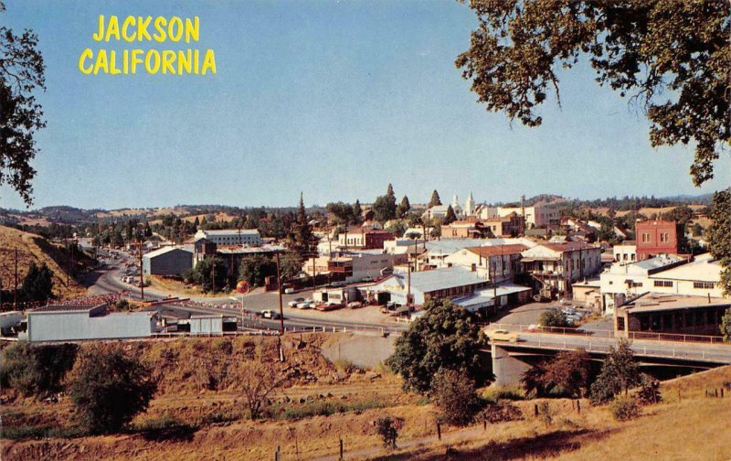 JACKSON, CA Amador County Highway 49 & 88 Mining Town c1960s Vintage Postcard