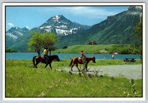 Horseback Riding, Waterton Lakes National Park, Alberta, Chrome Postcard