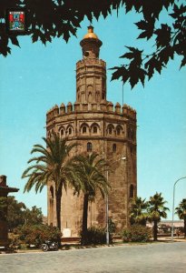 Postcard Tower Hold Sevilla Pelli Tower Office Skyscraper Building Seville Spain