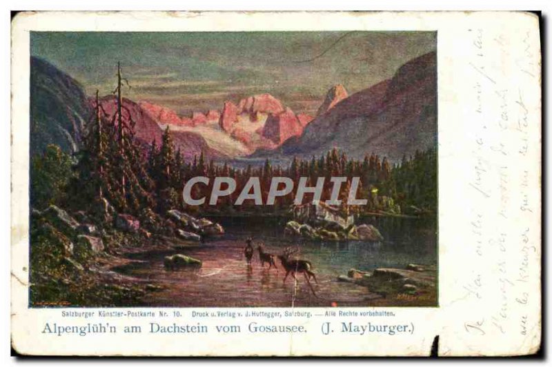 Old Postcard Alpengluhn Vom Dachstein Gosausee Am J Mayburger