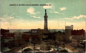 Postcard Looking North East Soldiers and Sailors Monument Indianapolis, Indiana