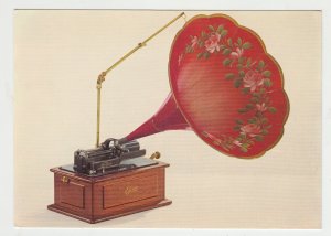 P3111 vintage Postcard nice colors phonograph with flowered horns' edison