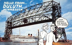 Aerial Lift Bridge DULUTH, MN Minnesota Comic S.S. South America c1950s Postcard