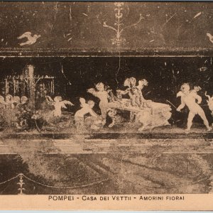 c1910s Pompeii Italy Postcard Carlo Cotini Casa dei Vettii Amorini Fiorai Cupid