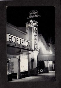 CA The Brown Derby Eddie Cantor Gift Shop Night View Hollywood California PC