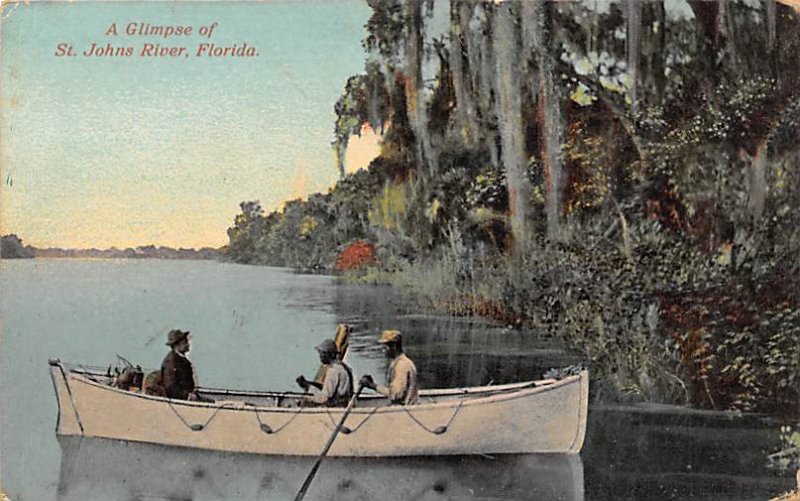 Saint John's River Men in a row boat Jacksonville FL