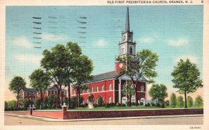 Vintage Postcard 1940's Old First Presbyterian Church Orange New Jersey NJ Ruben