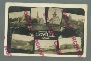 Moville IOWA RPPC 1913 MAIN STREET 7 Viewsnr Sioux City Correctionville Kingsley