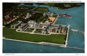 Maryland Annapolis Airplane View Showing Naval Hospital U S Naval Academy Cur...