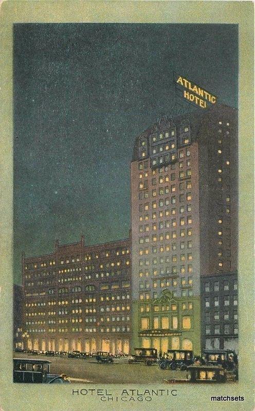 1920s Hotel Atlantic Night Chicago Illinois automobiles Teich linen 3197