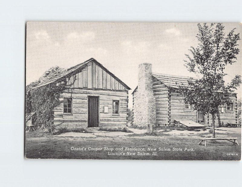 Postcard Onstot's Cooper Shop and Residence, New Salem State Park, Illinois