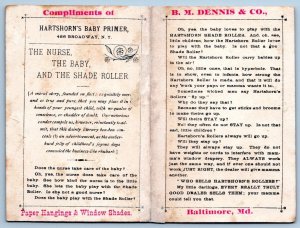 1880's DENNIS & CO BALTIMORE MD HARTSHORN'S SHADE ROLLERS TRADE CARD FOLDER