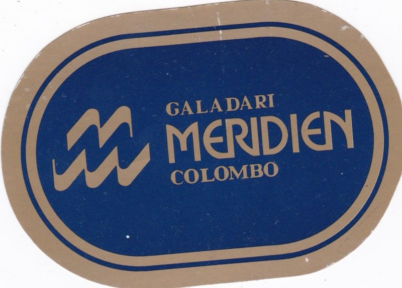 Sri Lanka Colombo Meridien Hotel Vintage Luggage Label sk3417