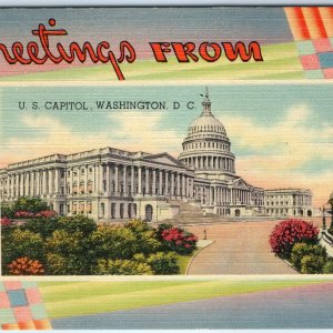 c1940s US Capitol Greetings Midcentury Modern Psychedelic Pattern Linen PC A292