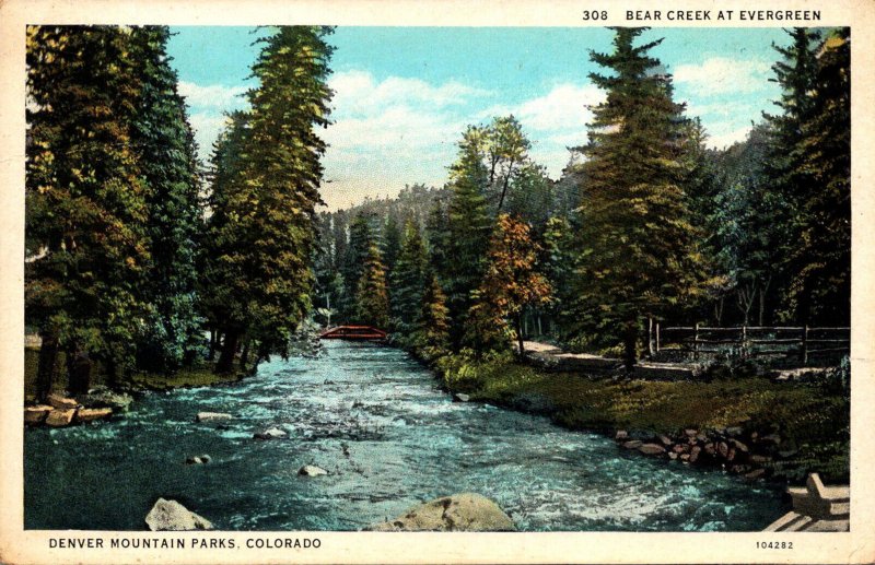 Colorado Denver Mountain Park Bear Creek At Evergreen 1934 Curteich