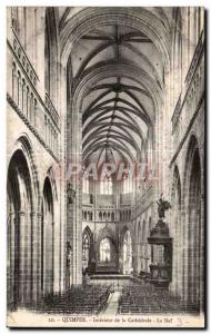 Old Postcard Quimper Interior of the Cathedral