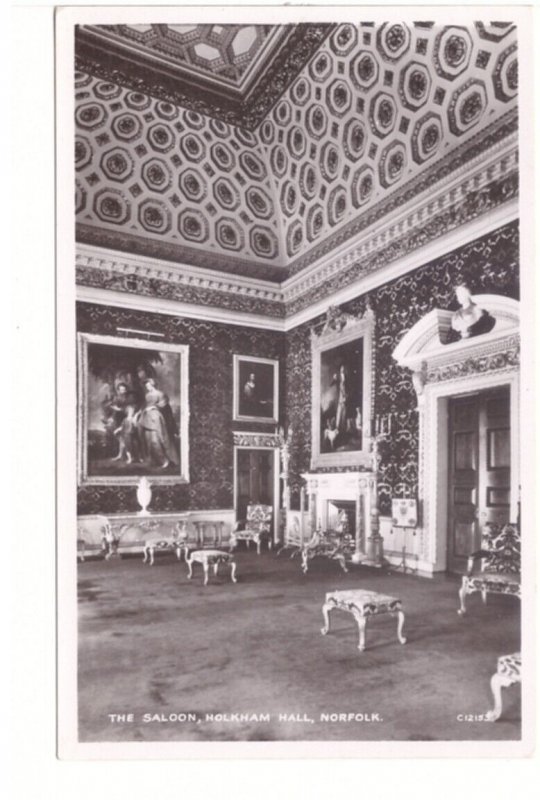 The Saloon, Holkham, Norfolk, England, Vintage Real Photo Postcard
